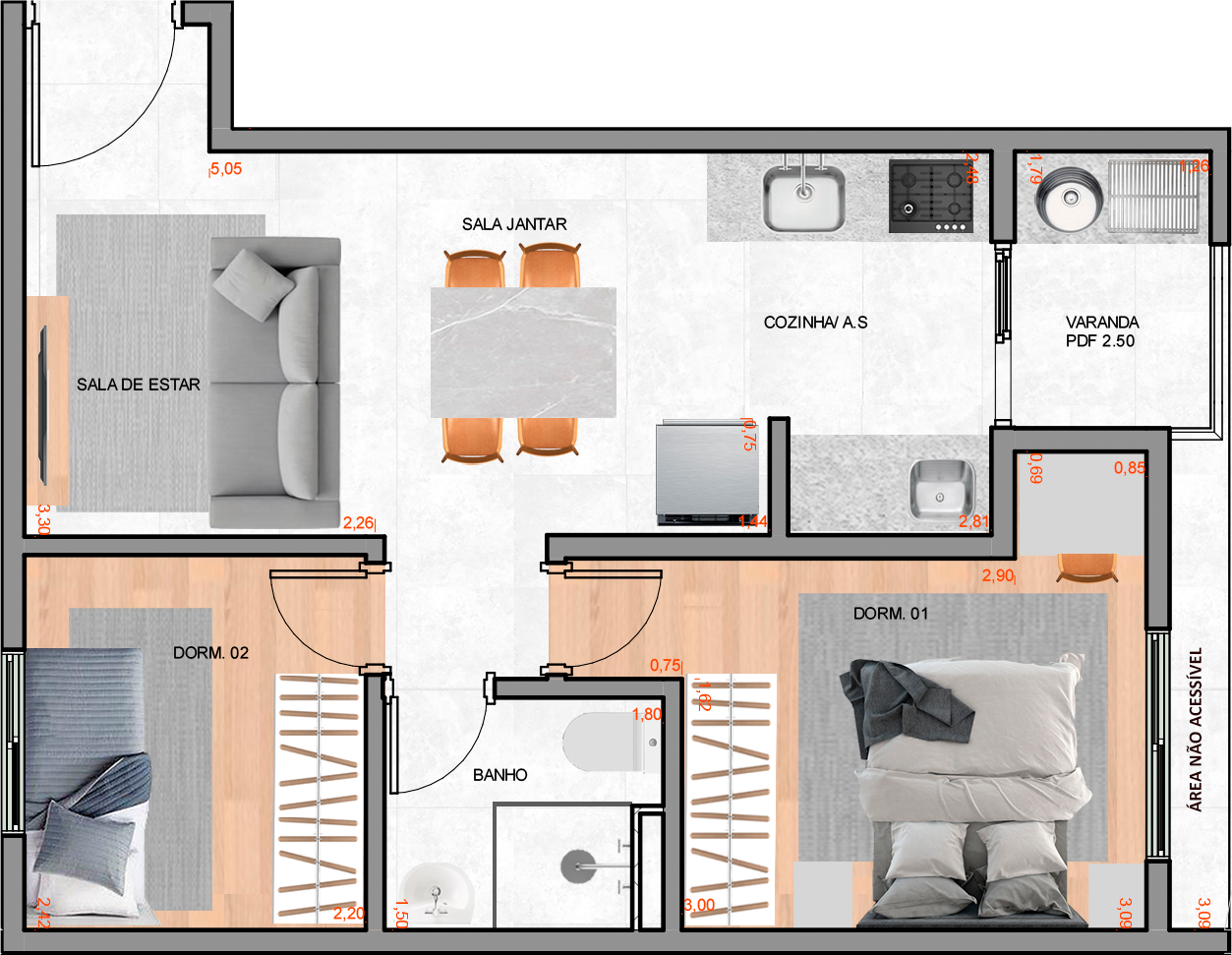 Planta 1˚ ao 3˚ pav