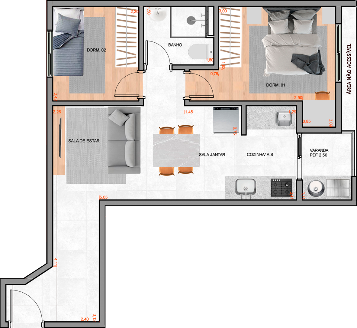 Planta 1˚ ao 3˚ pav